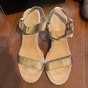 Ralph Lauren Satin Elastic Wedge Women 7.5